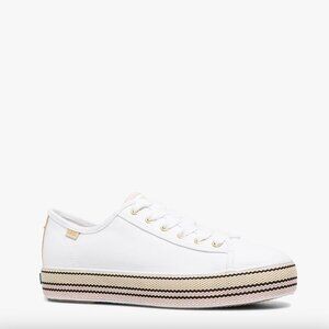 Keds X Kate Spade New York Triple Kick Woven-stripe Foxing Sneakers